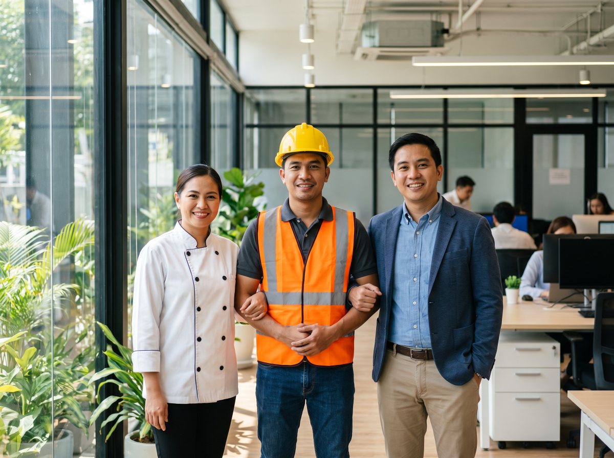 Filipino professionals across trades, hospitality and office roles